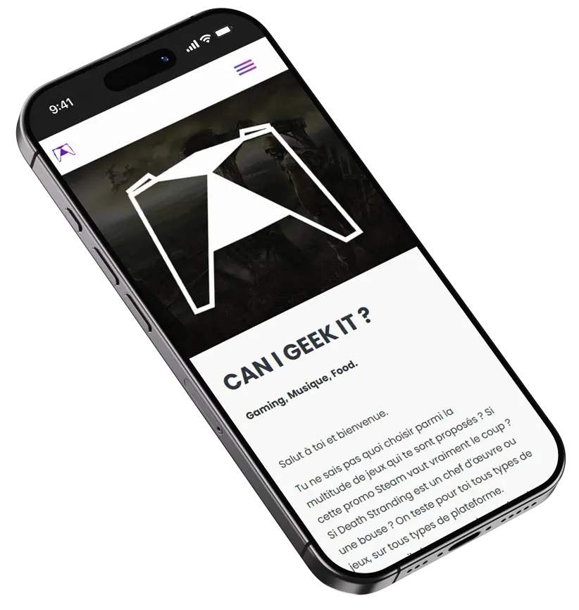 Mockup mobile du blog Can I Geek It - intégration responsive WordPress